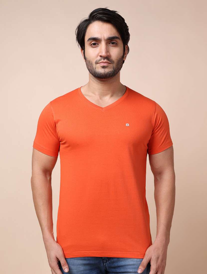 orange plain short sleeve t-shirt