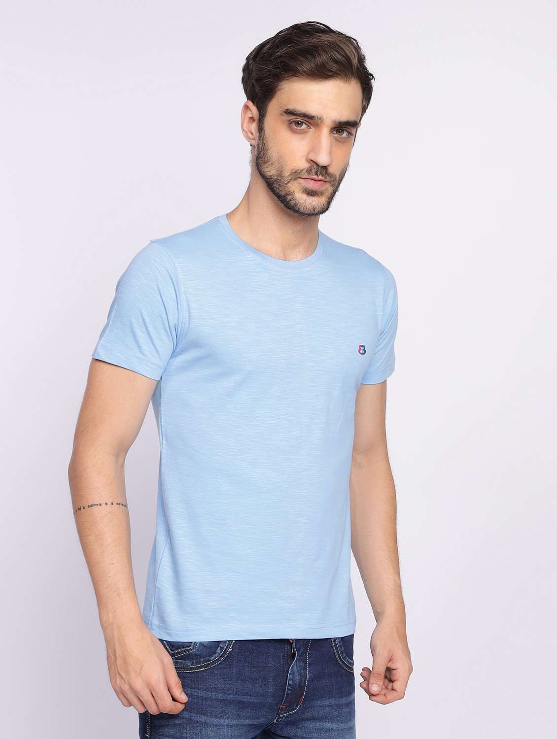 light blue plain short sleeve t-shirt - 20601490 -  Standard Image - 2