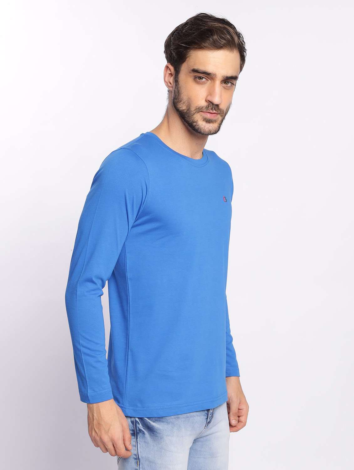 blue plain long sleeve t-shirt - 20601496 -  Standard Image - 2