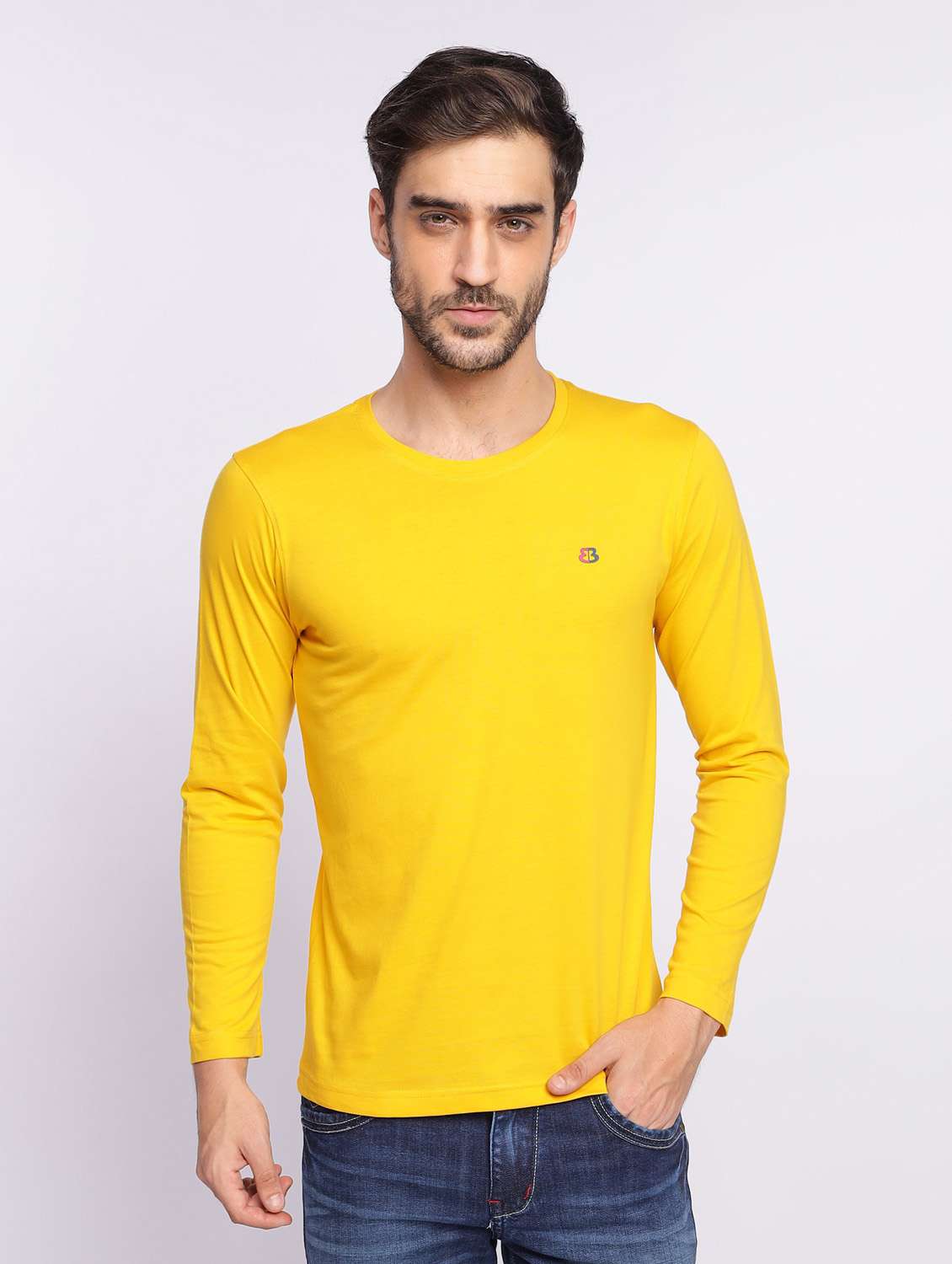 yellow plain long sleeve t-shirt
