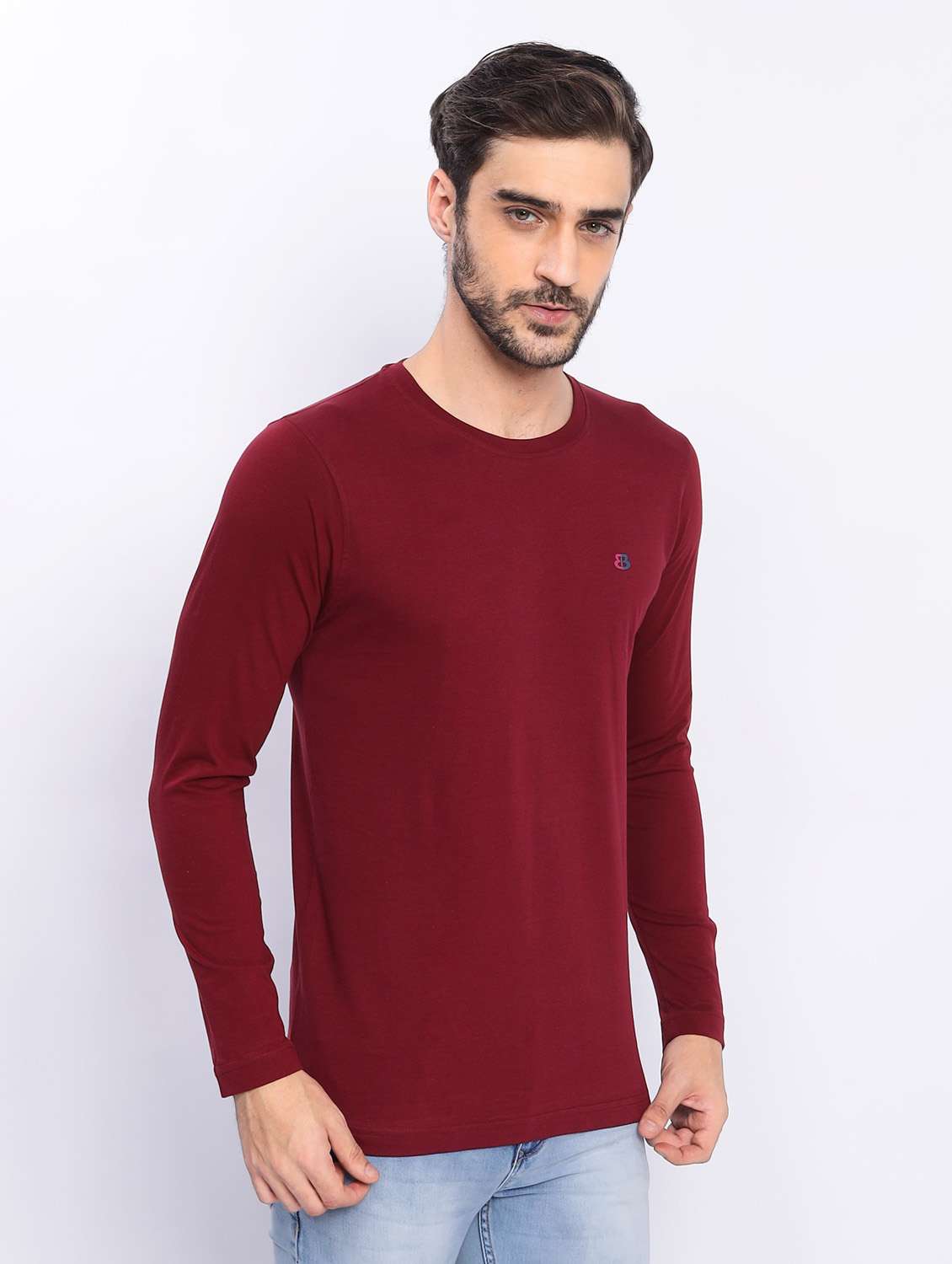 maroon plain long sleeve t-shirt - 20601500 - Standard Image - 2