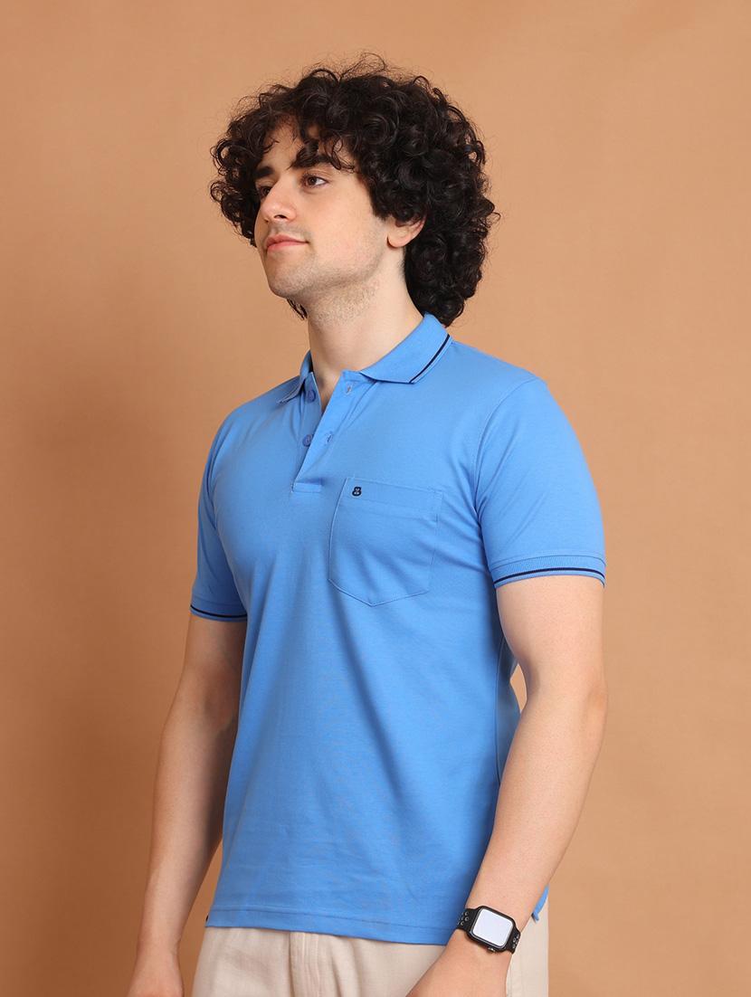 blue plain short sleeve t-shirt - 20601511 - Standard Image - 2