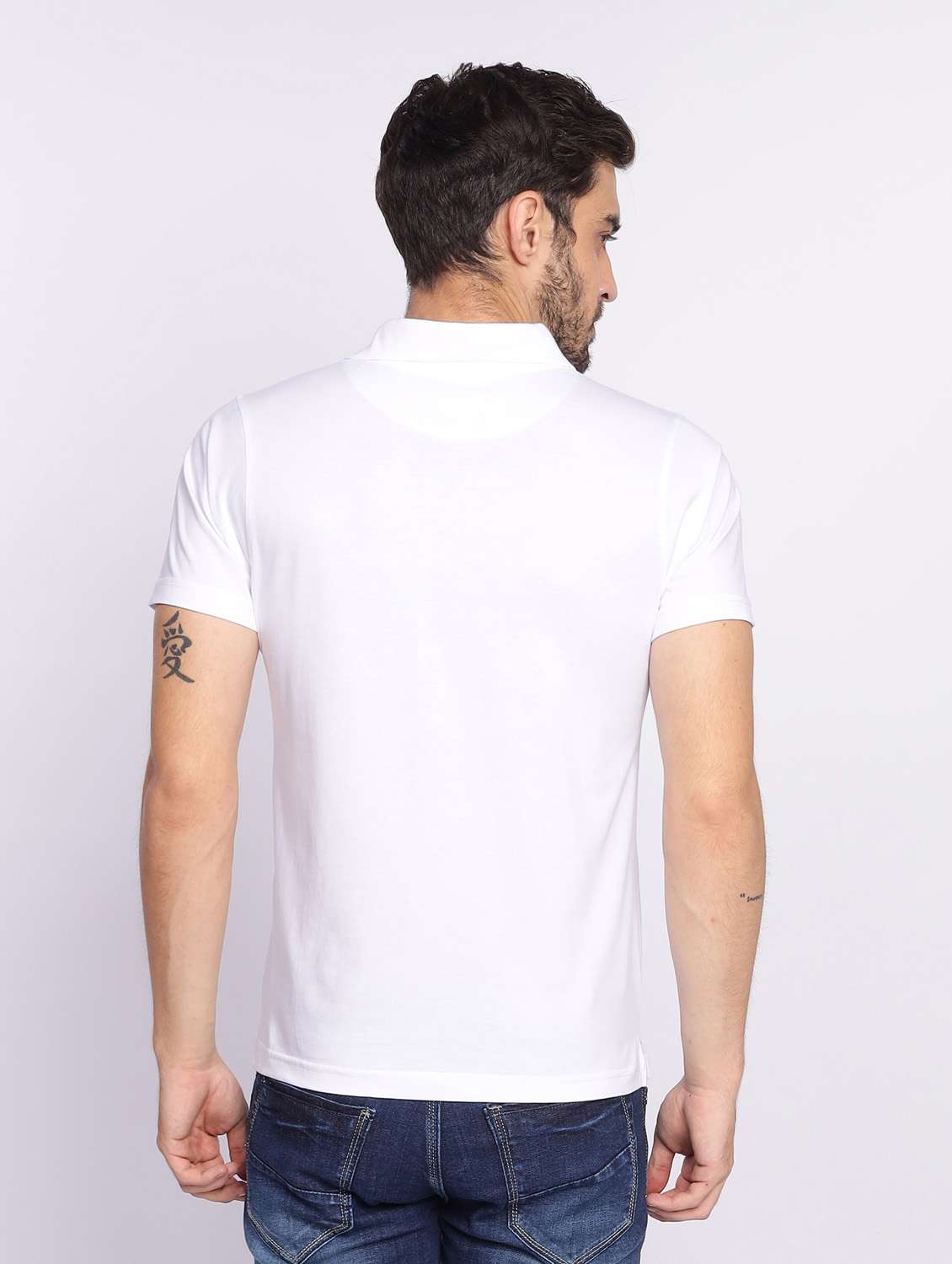 men white plain polo neck t-shirt - 20601547 -  Standard Image - 2