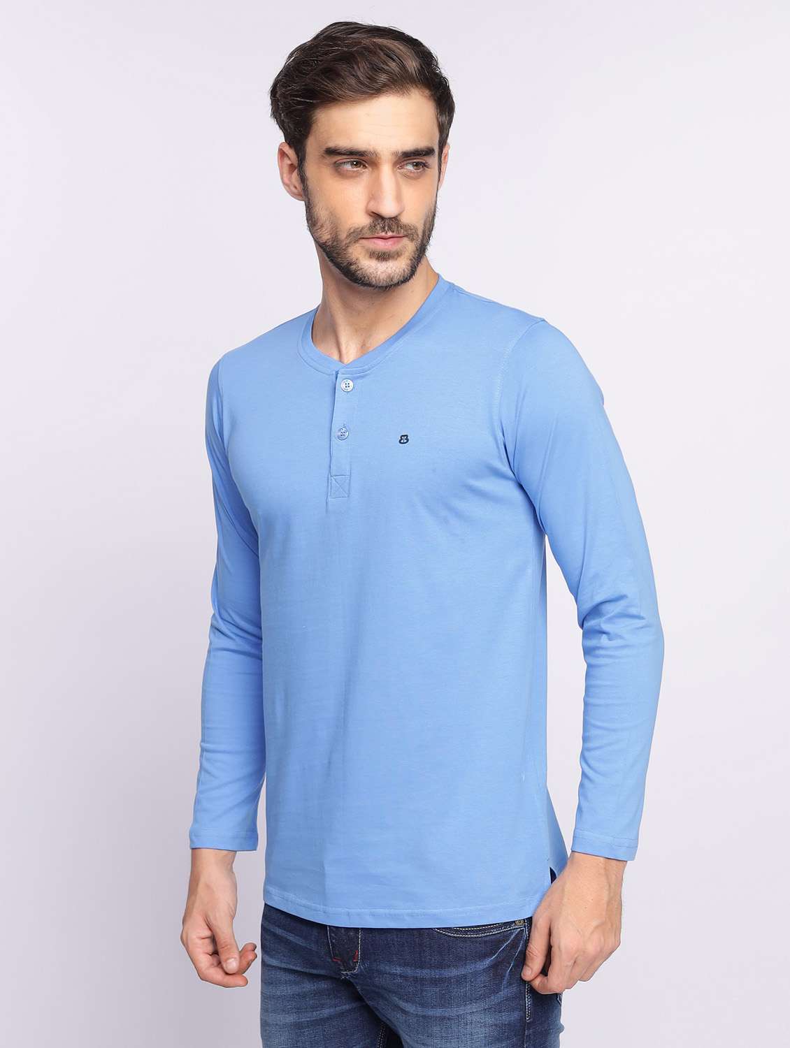 light blue plain long sleeve t-shirt - 20601562 -  Standard Image - 2
