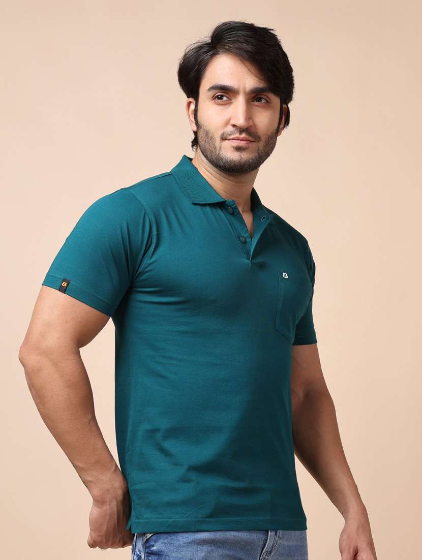 teal plain short sleeve t-shirt - 20601586 -  Standard Image - 2