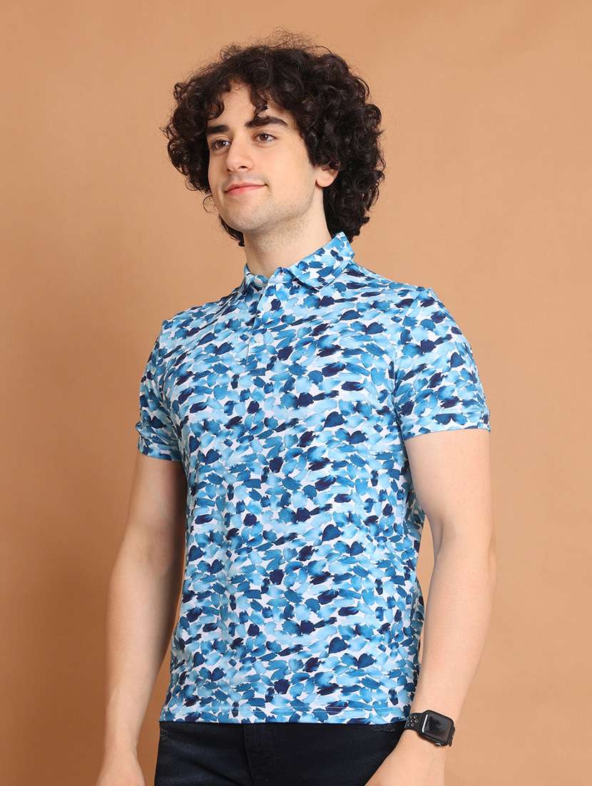 blue printed short sleeve t-shirt - 20601589 - Standard Image - 2