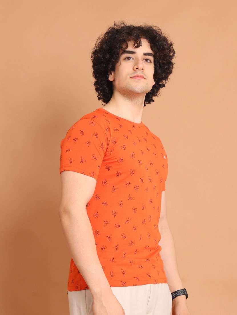 men orange printed round neck t-shirt - 20601601 -  Standard Image - 2