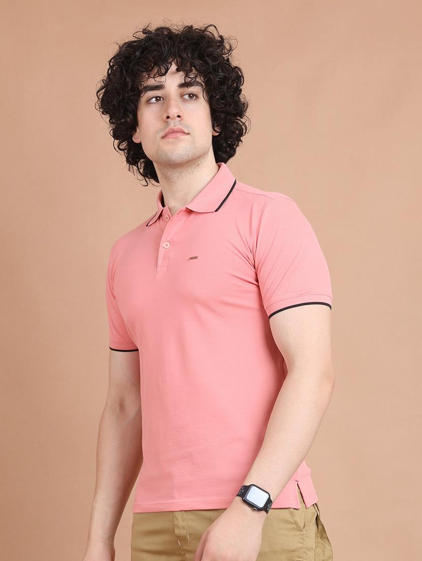 men pink plain short sleeve t-shirt - 20601609 - Standard Image - 2