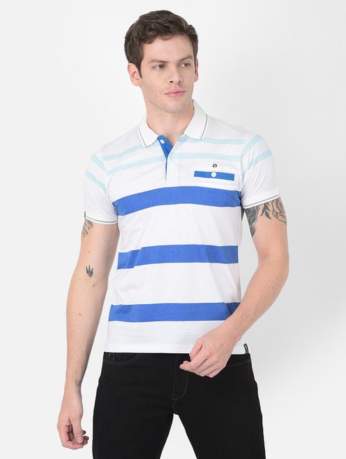 men white stipes polo neck t-shirt - 20601624 - Standard Image - 0