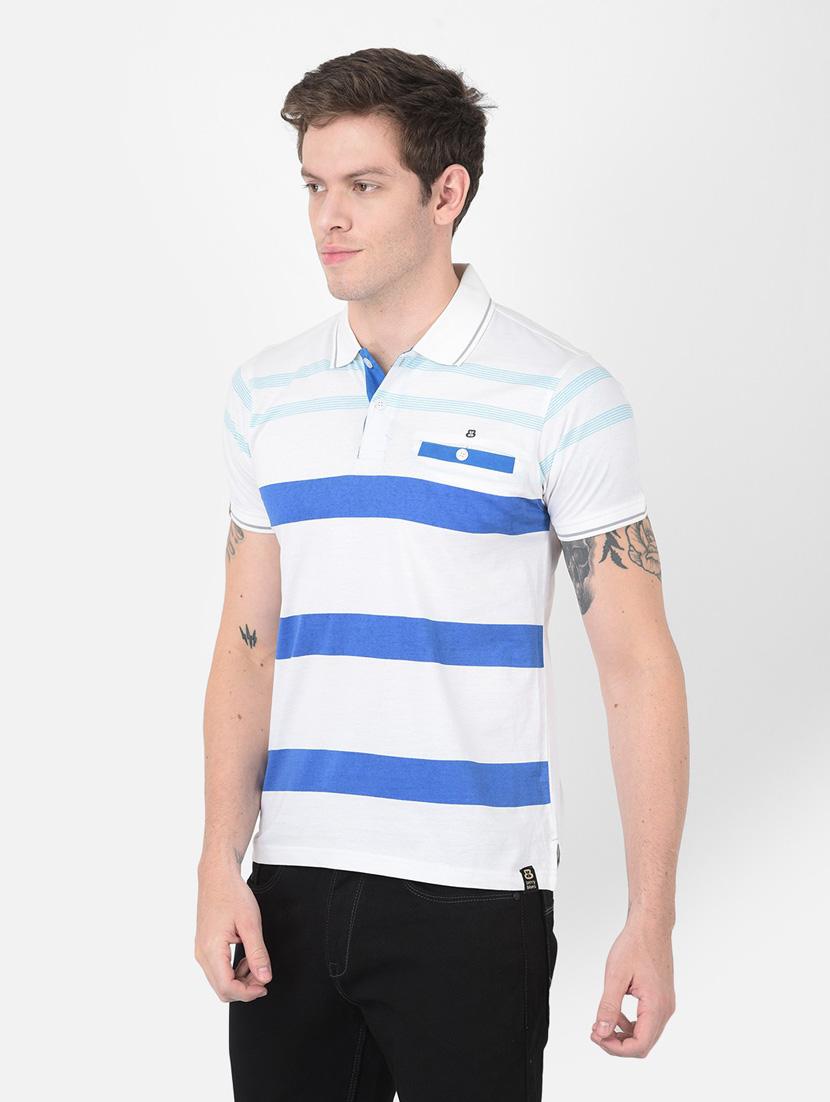 men white stipes polo neck t-shirt - 20601624 - Standard Image - 2