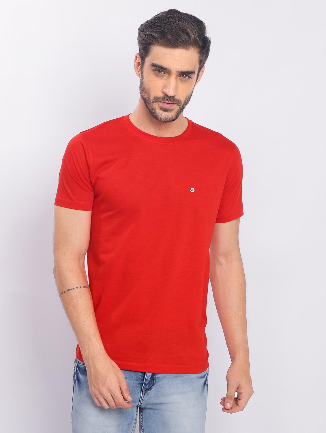 red plain short sleeve t-shirt - 20601632 -  Zoom Image - 0