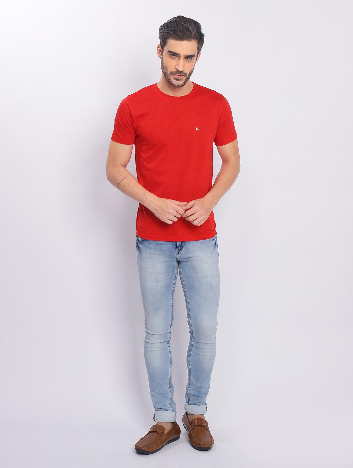 red plain short sleeve t-shirt - 20601632 - Standard Image - 2