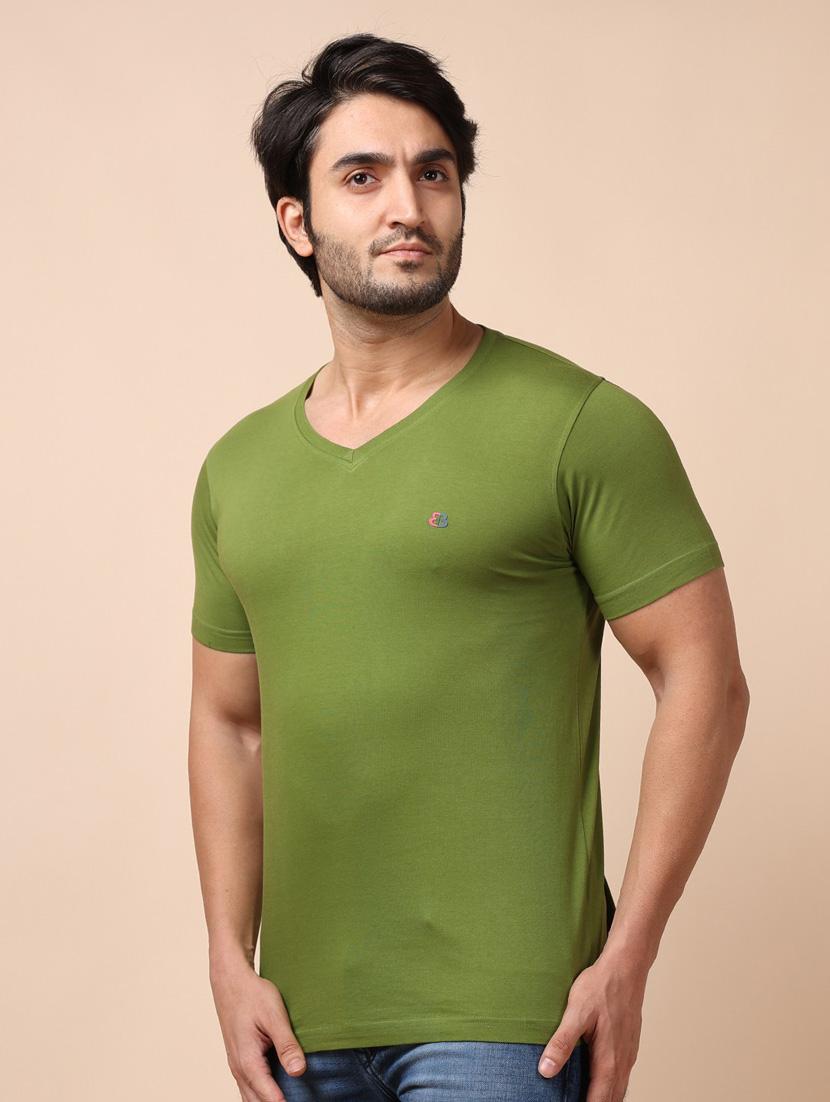 olive plain short sleeve t-shirt - 20601647 - Standard Image - 2