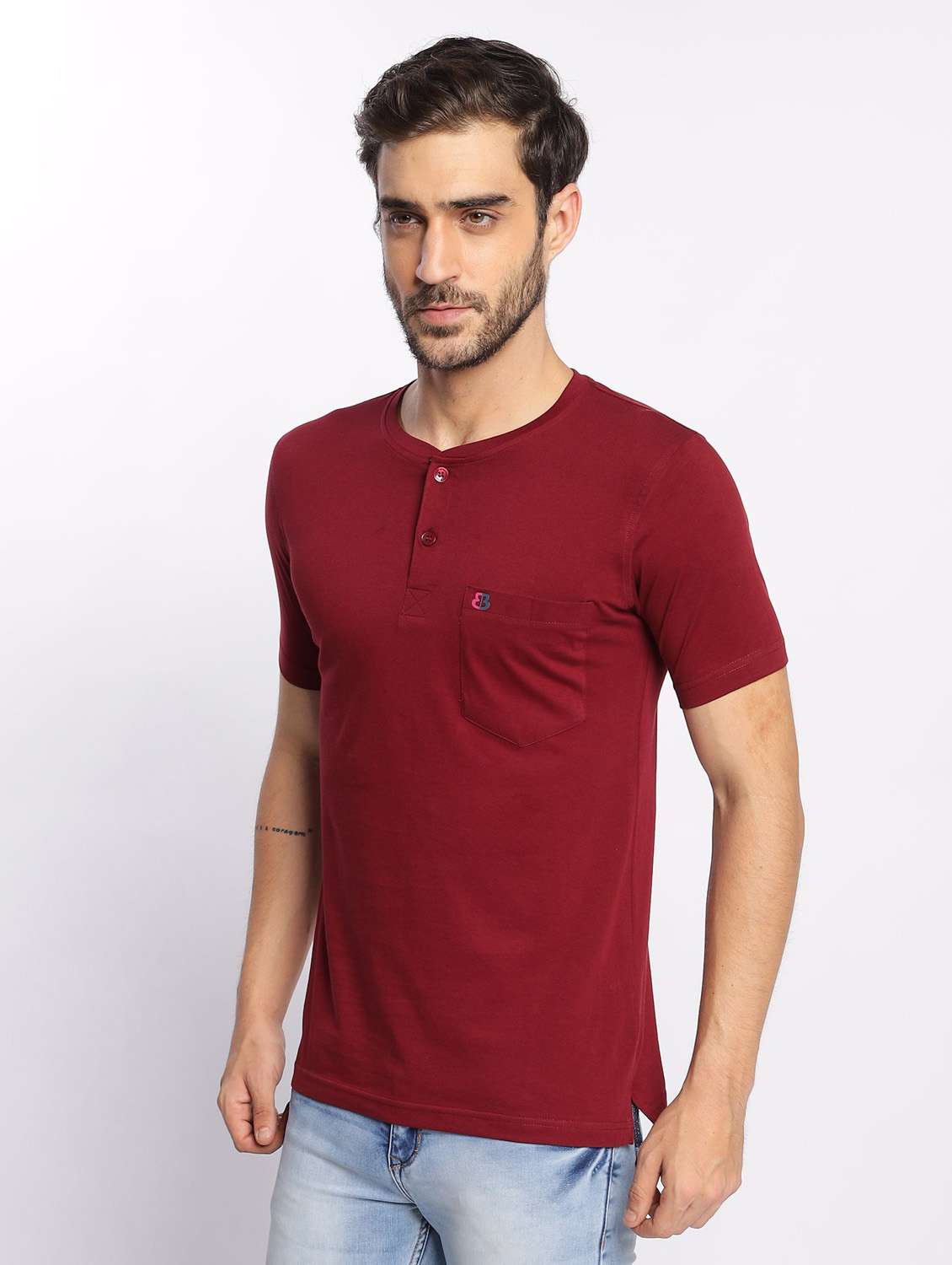 maroon plain short sleeve t-shirt - 20601649 -  Standard Image - 2