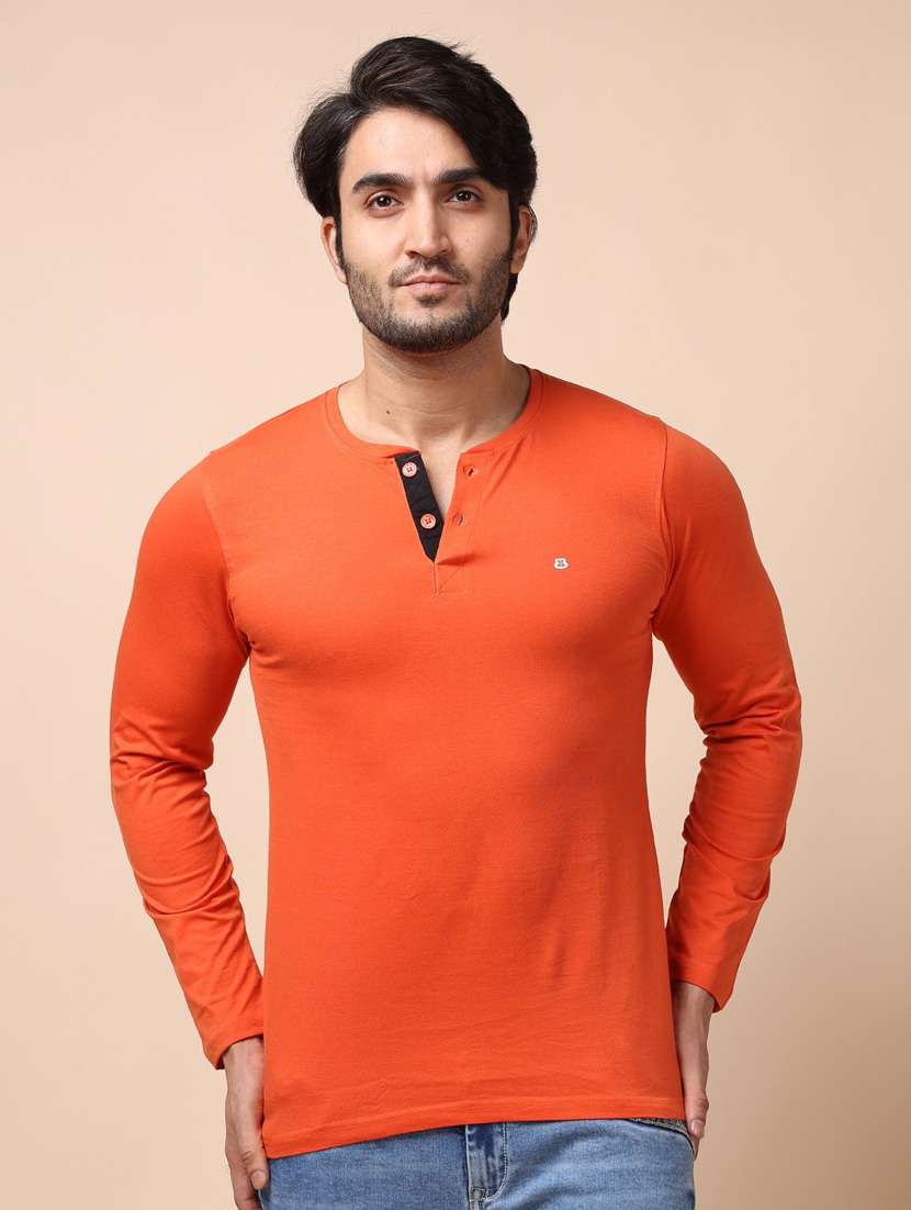 orange plain long sleeve t-shirt