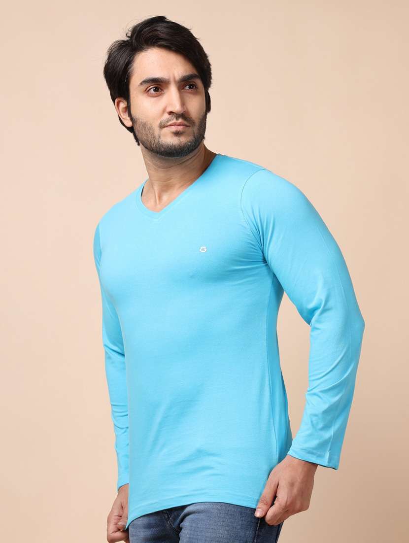 blue plain long sleeve t-shirt - 20601663 - Standard Image - 2