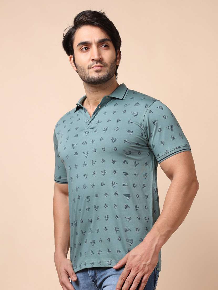 men green polo neck printed t-shirt - 20601665 - Standard Image - 2