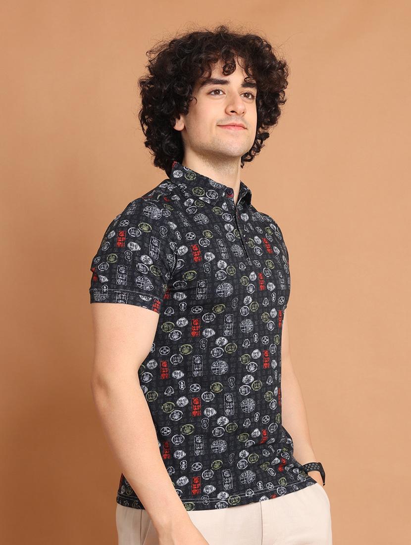 men printed short sleeve polot-shirt - 20601674 - Standard Image - 2
