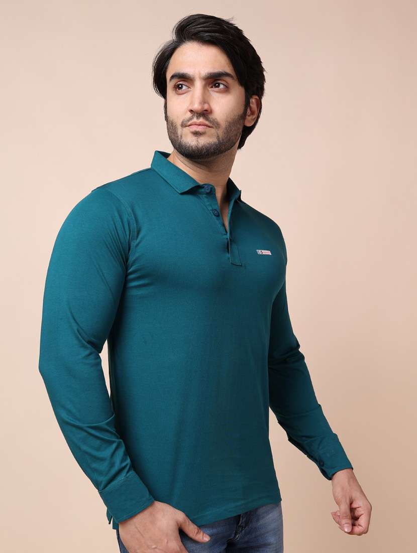 teal plain long sleeve t-shirt - 20601678 -  Standard Image - 2