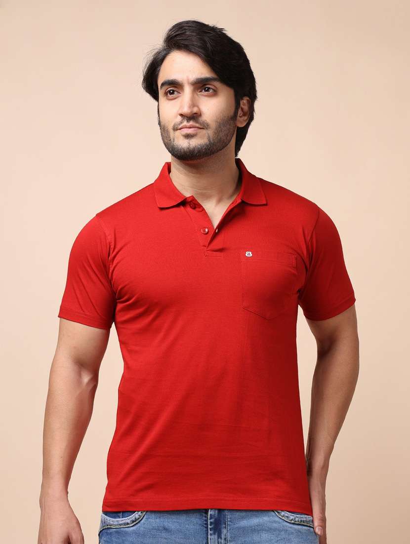 red plain short sleeve t-shirt - 20601697 - Zoom Image - 0