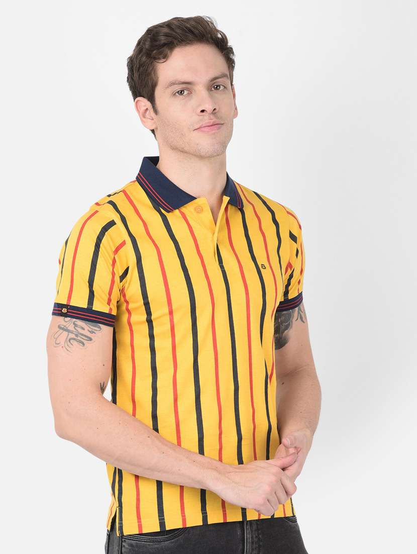 yellow striped short sleeve t-shirt - 20601708 - Standard Image - 2