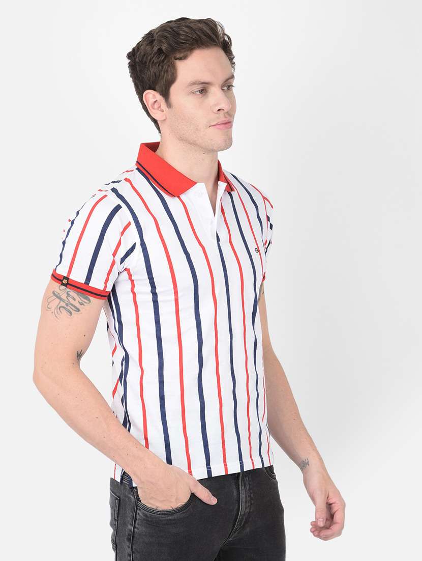 men multi color stripes polo neck t-shirt - 20601712 - Standard Image - 2
