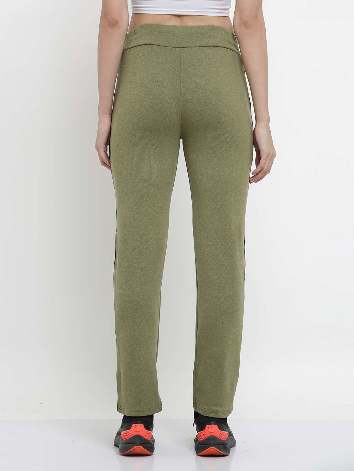 women olive side taped track pants - 20602090 -  Standard Image - 2