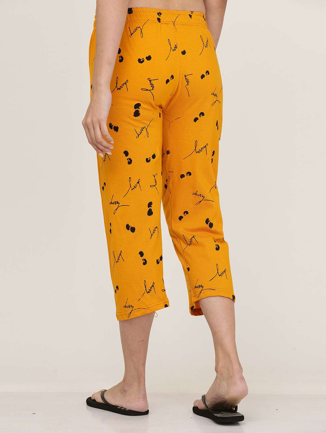 women mustard printed cotton capri - 20602185 -  Standard Image - 2