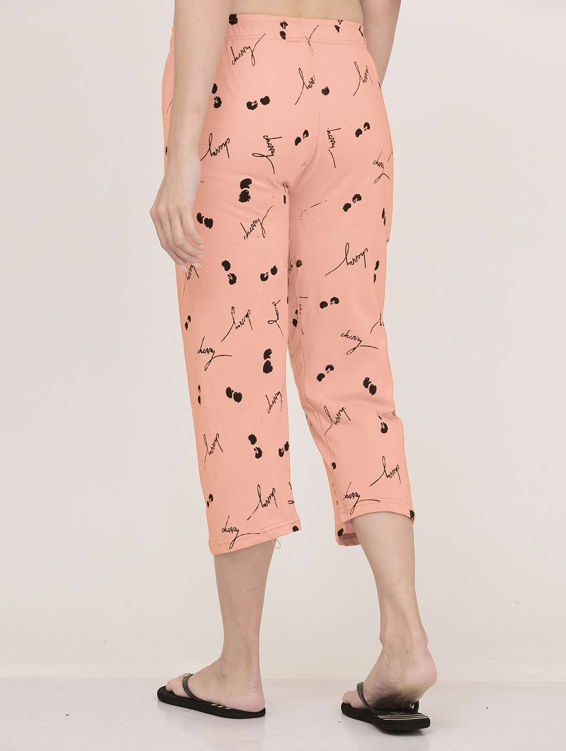 women peach printed cotton capri - 20602190 - Standard Image - 2