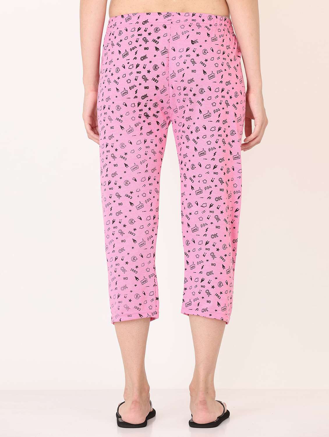 women light pink printed cotton capri - 20602199 -  Standard Image - 2