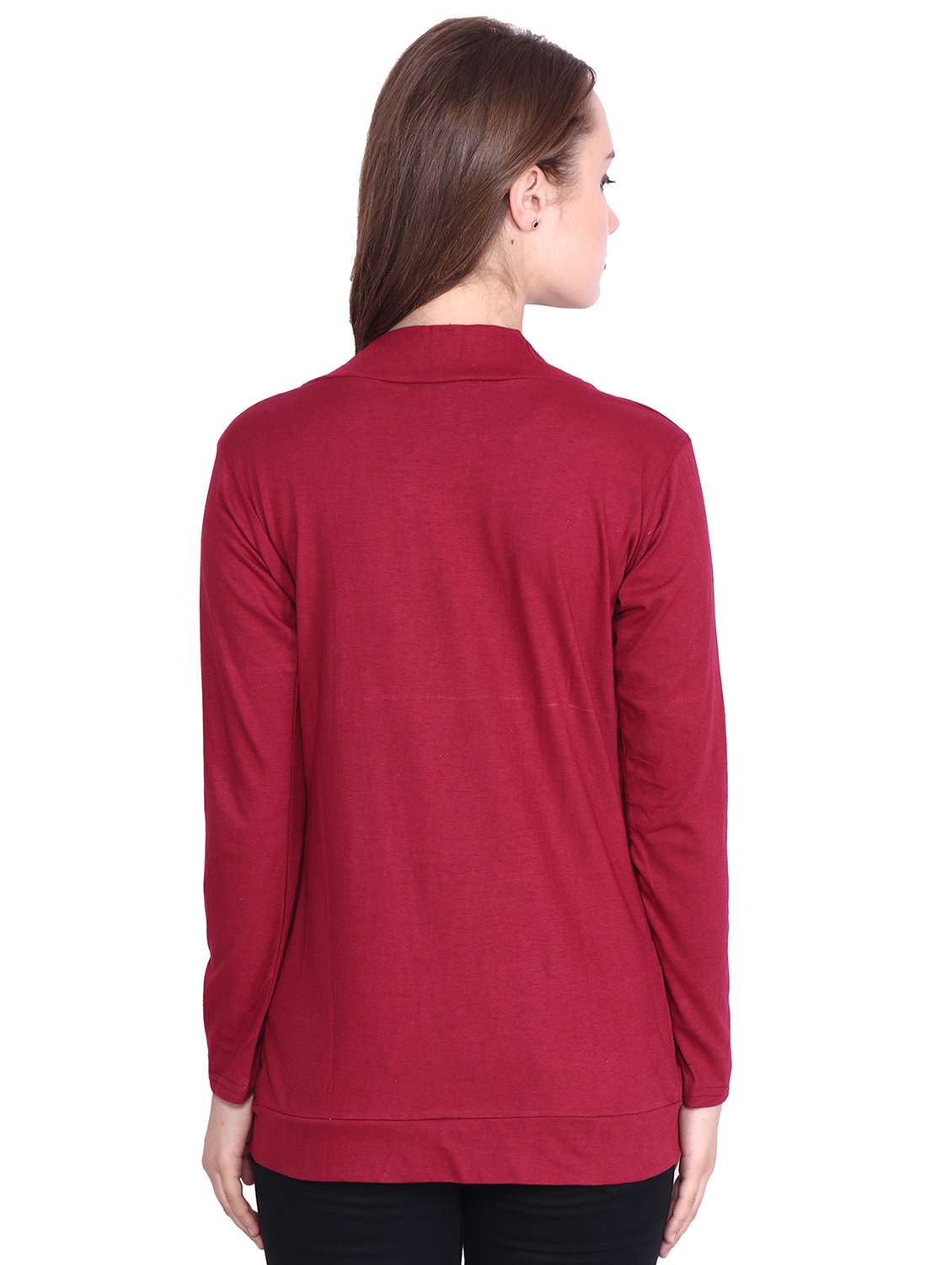 women solid long sleeves shrug with pocket - 20602342 -  Standard Image - 2