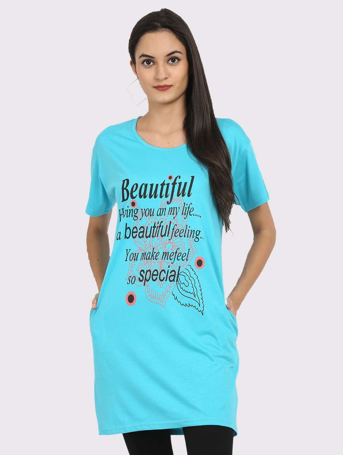 women front print short sleeves t-shirt