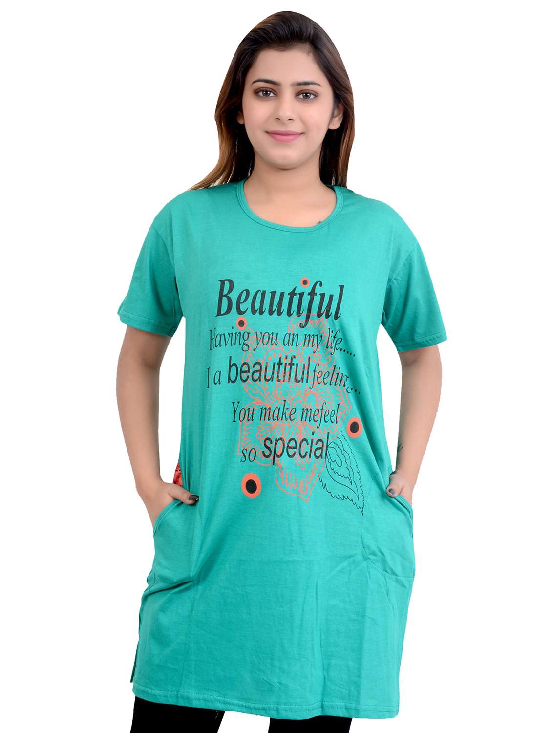 women round neck typographic printed regular t-shirt