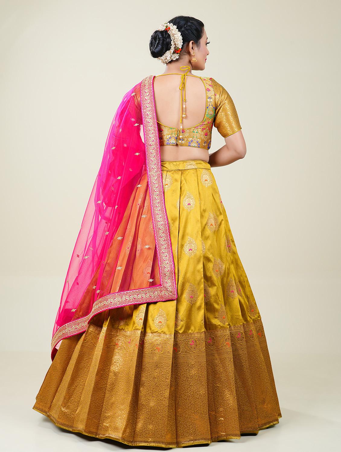 women mustard semi-stitched lehenga choli with dupatta - 20603013 - Standard Image - 2