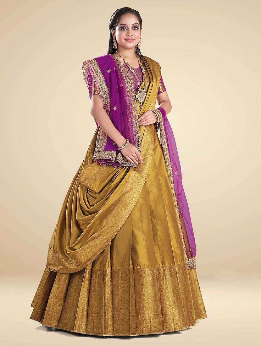 women mustard semi-stitched lehenga choli with dupatta - 20603042 -  Standard Image - 2