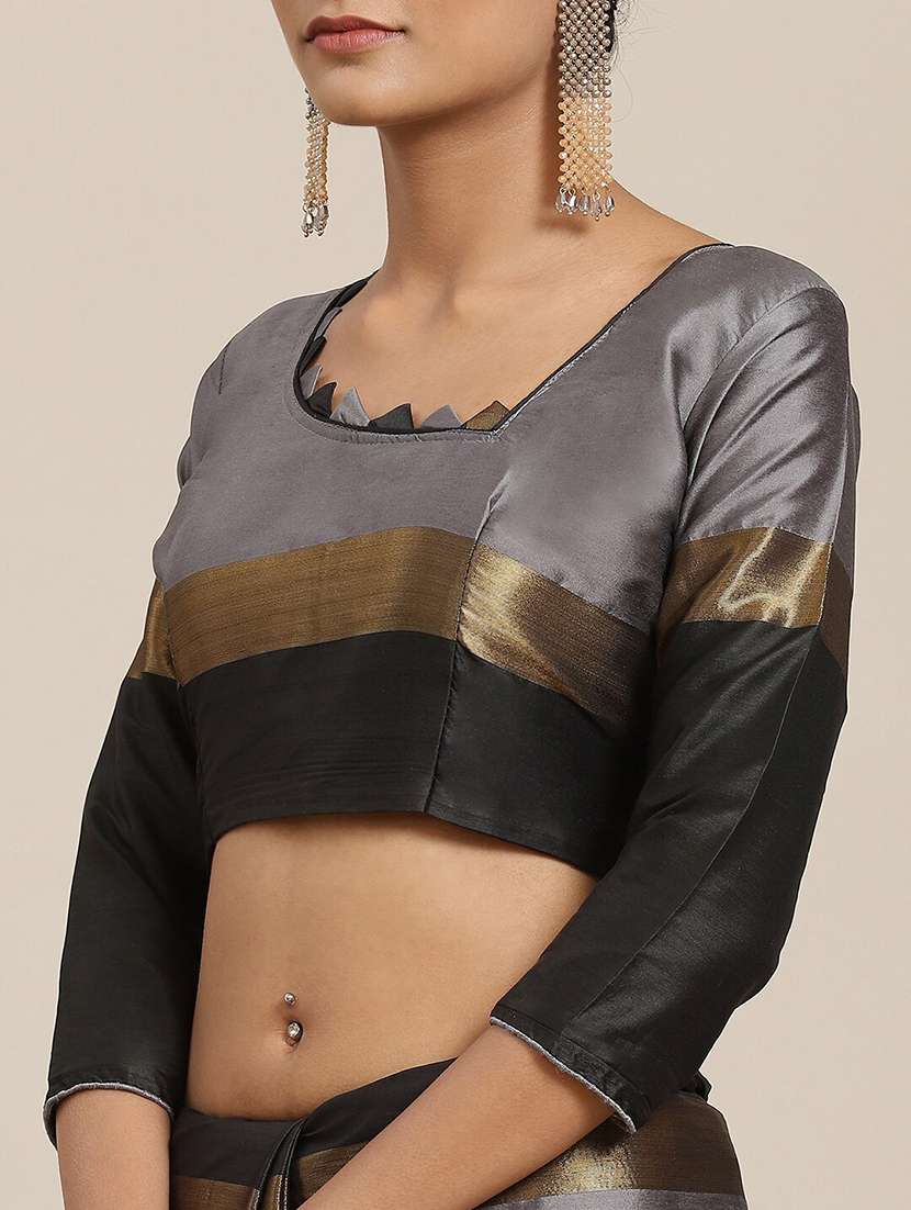 women grey embroidered saree with blouse - 20604259 - Standard Image - 2