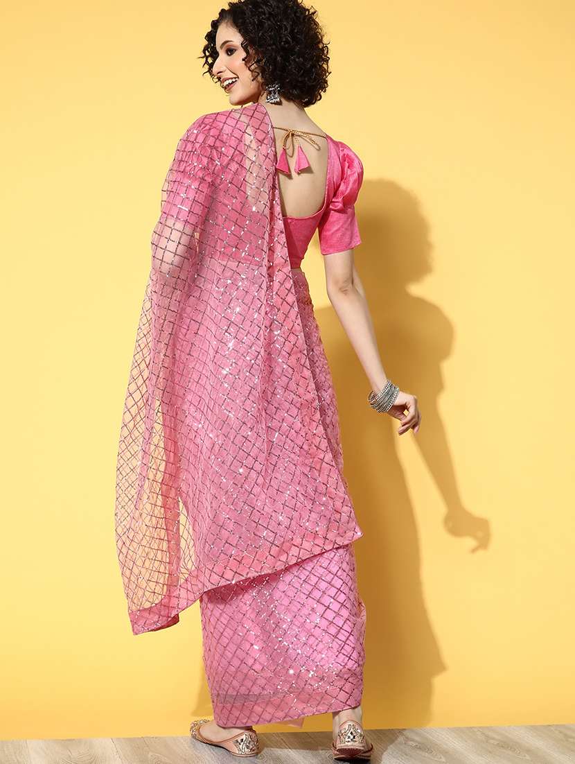 pink embellished saree with blouse - 20604280 -  Standard Image - 2