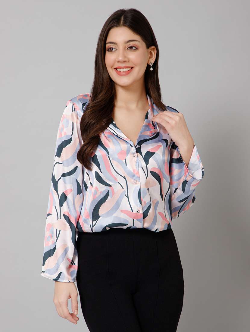 multi colored satin regular shirt