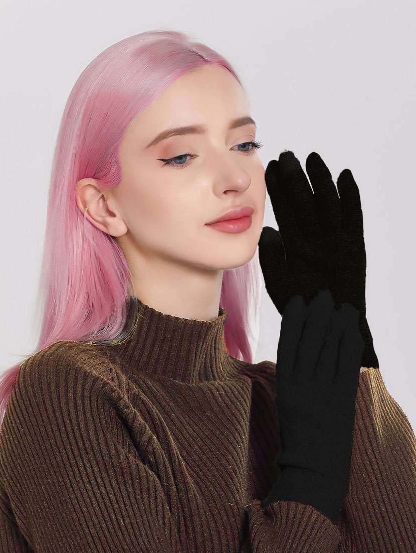 women black combos pack of self design gloves - 20605227 -  Standard Image - 2