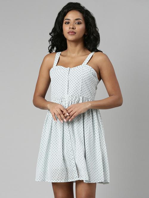 women polka dot fit & flare mini dress - 20605233 - Standard Image - 0