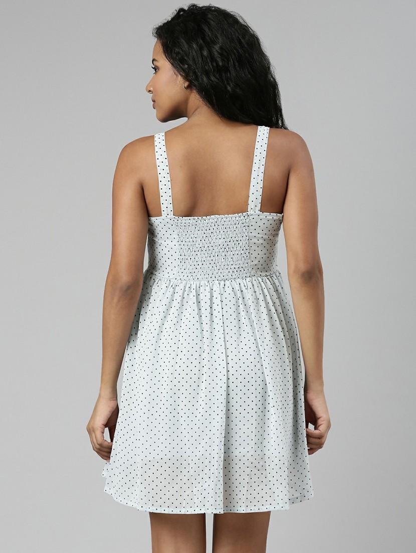 women polka dot fit & flare mini dress - 20605233 - Standard Image - 2