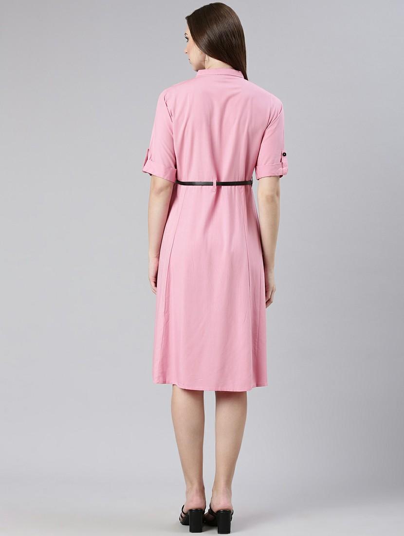 women pink cotton shirt dress - 20605237 - Standard Image - 2