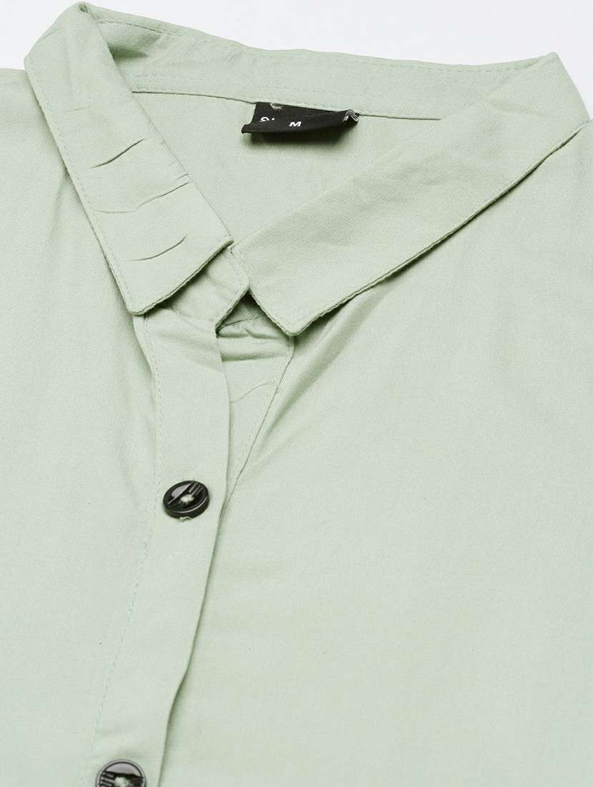 women light green cotton shirt dress - 20605239 -  Standard Image - 7
