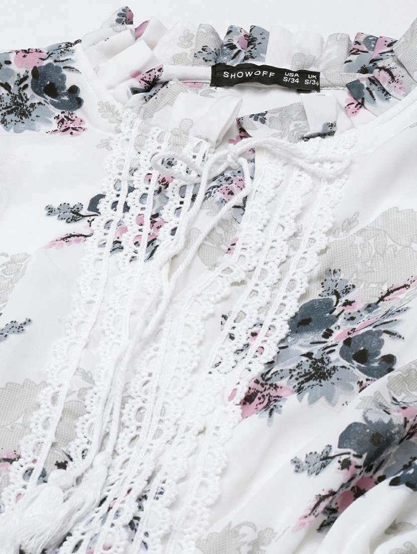 women printed tie-up neck fit & flare mini dress - 20605241 -  Standard Image - 7