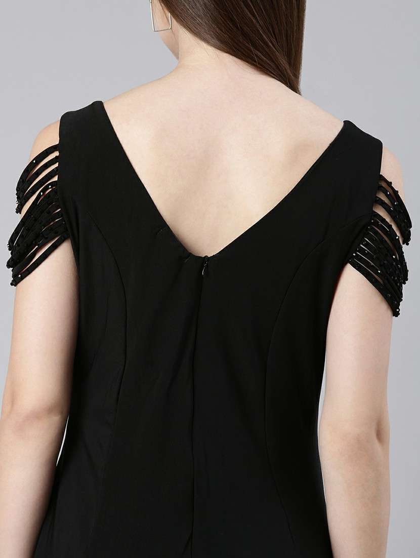 women black solid a-line dress - 20605249 -  Standard Image - 7