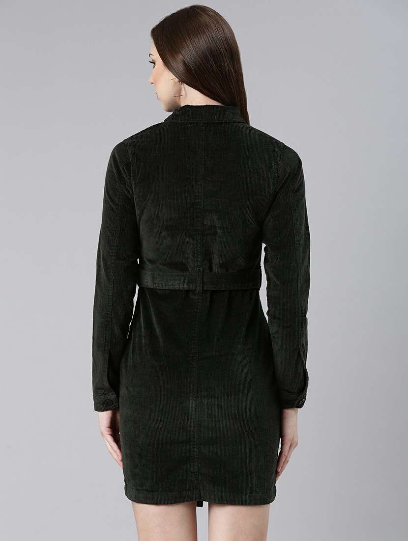 women black corduroy mini shirt dress - 20605255 -  Standard Image - 2