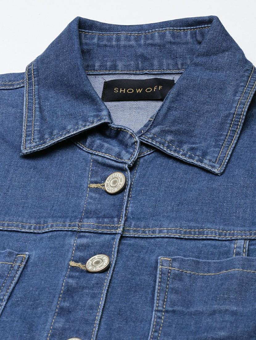 women blue solid mini shirt dress - 20605258 - Standard Image - 7