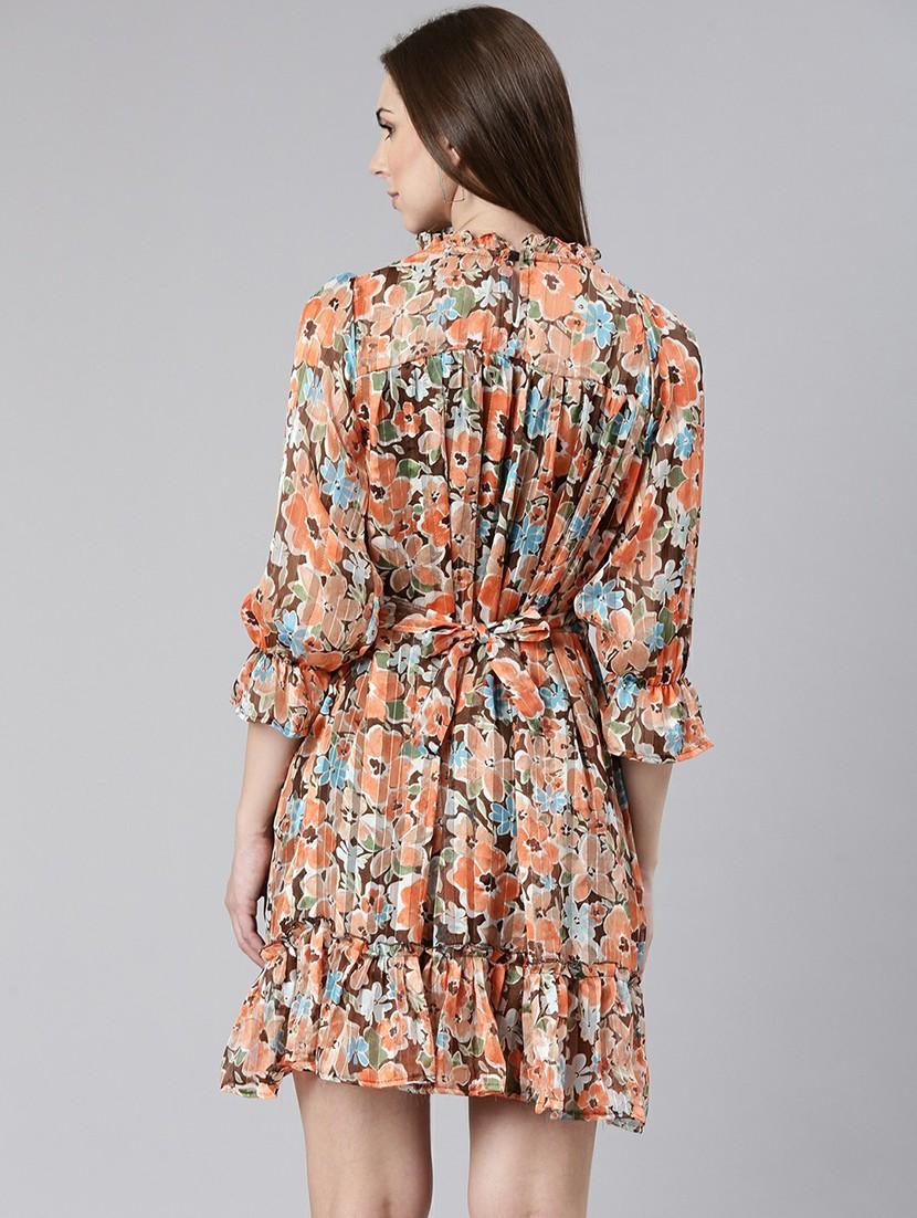 women floral print fit & flare mini dress - 20605273 - Standard Image - 2
