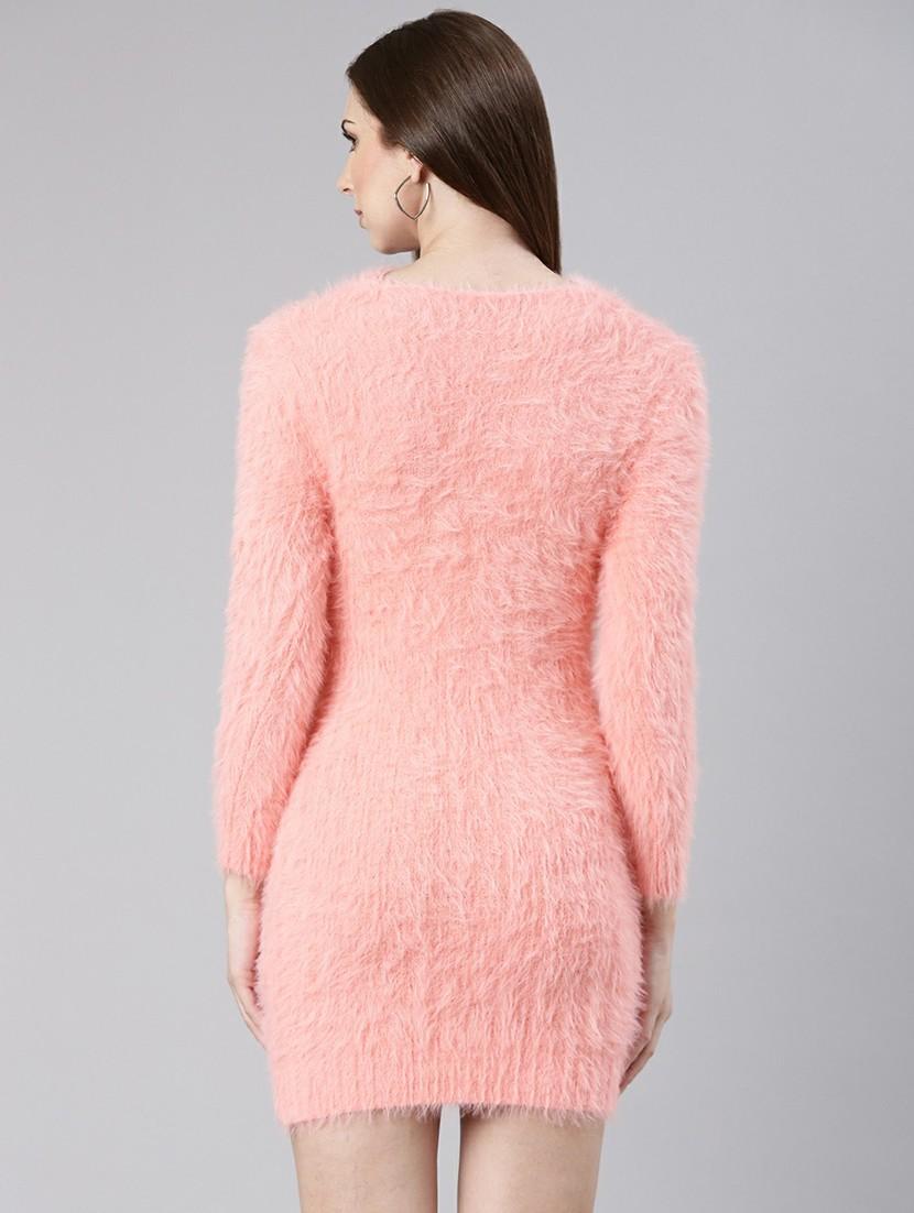 women peach v-neck bodycon dress - 20605281 - Standard Image - 2