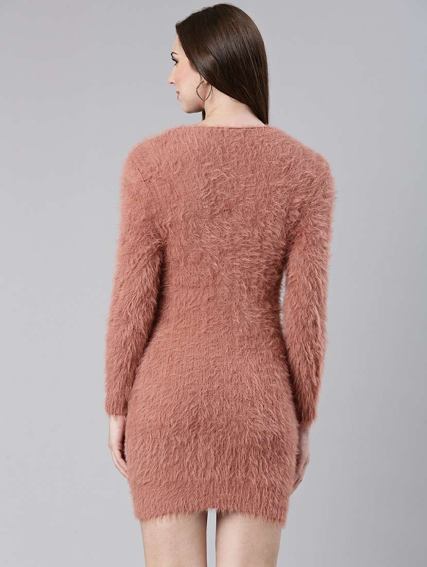 women copper v-neck bodycon dress - 20605282 - Standard Image - 2